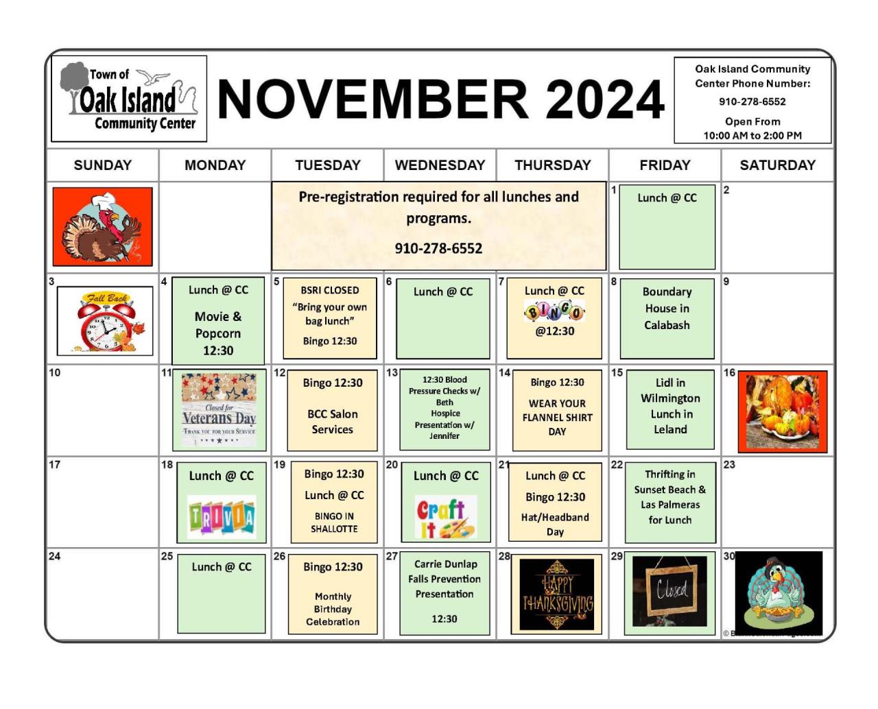 Community Center Calendar